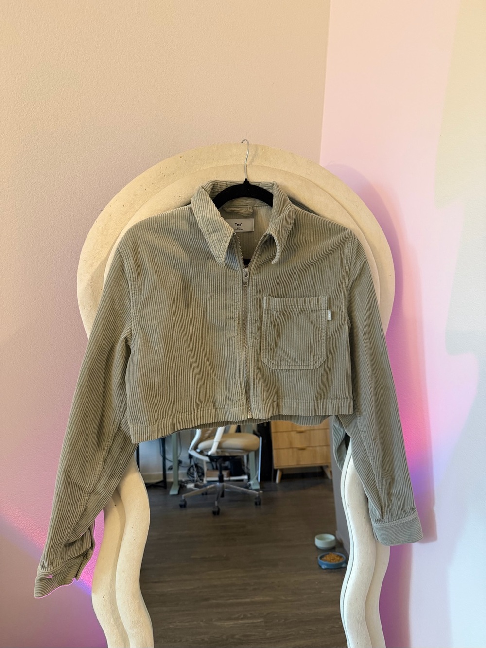 Aritzia Cropped Corduroy Zip Jacket in Sage